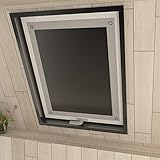 Eurohome Thermo Dachfenster Rollo ohne Bohren Sonnenschutz Verdunkelungsrollo mit Saugnäpfen für Velux Fenster Schwarz 76 x 115 cm